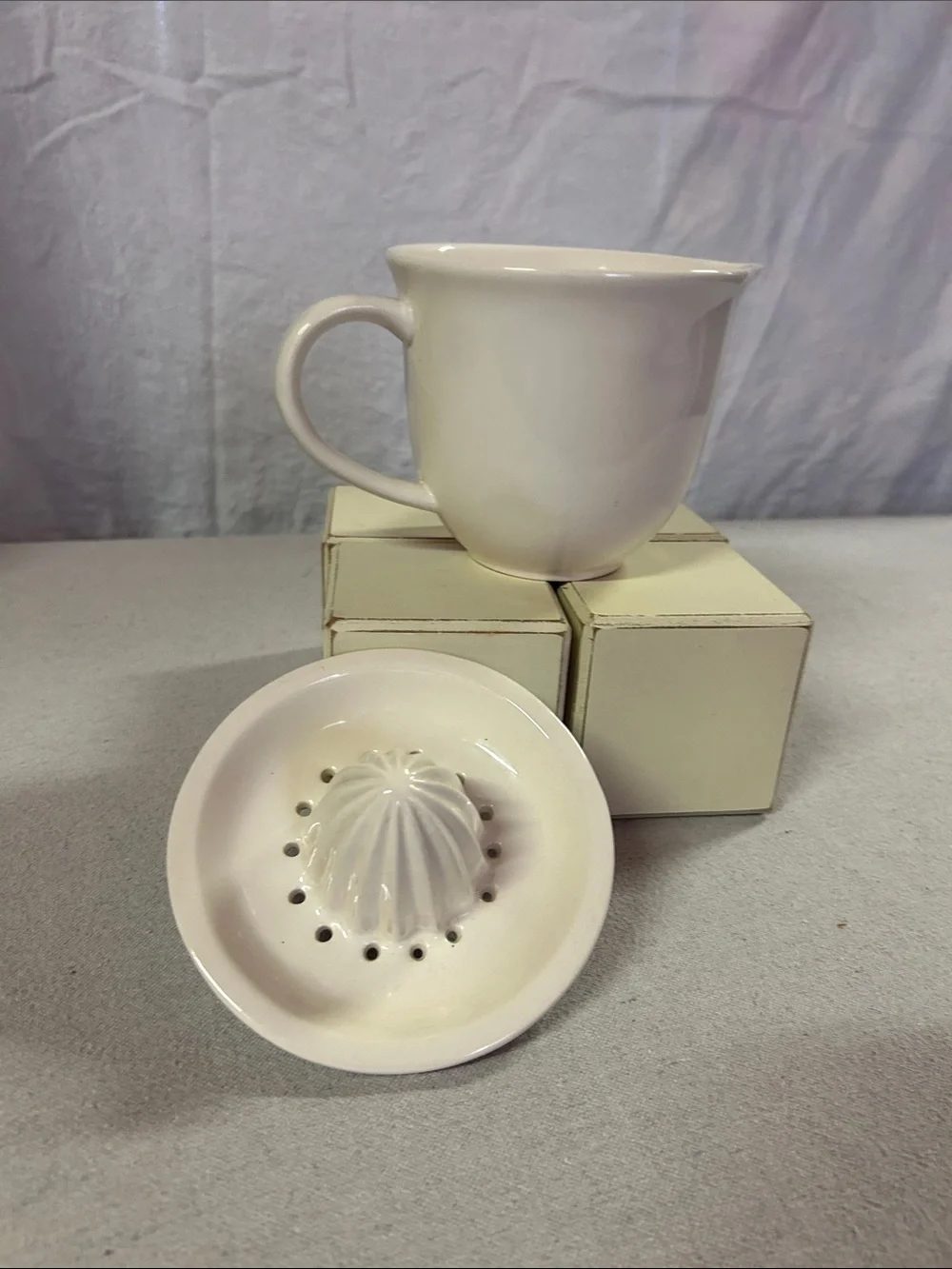 Rae Dunn White Ceramic QUENCH Juicer Pitcher